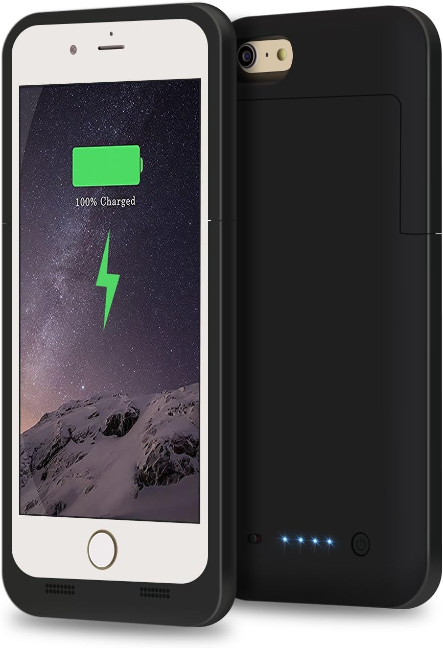 iPhone 6S Plus Battery Case, Apoptech iPhone 6S Plus Portable Charger Fast Recharge 6800mAh External Power Bank Charging Case Protective Cover Battery Charger Case for iPhone 6 Plus/ 6s Plus Black