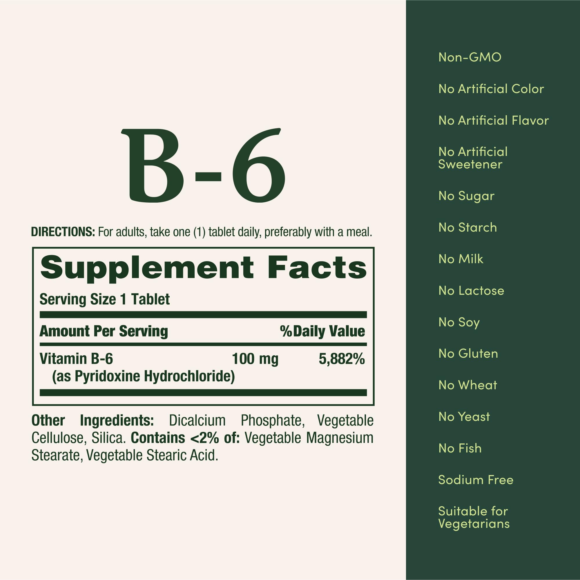 Nature's Bounty Vitamin B6 100mg Tablets - Supports Energy Metabolism & Nervous System Health, 100 Ct