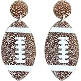 Luolinice Football Dangle Earrings Punk Football Sports Earrings Rhinestones Rugby Earrings Football Jewelry for Women, Brown