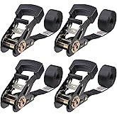 Ayaport Endless Ratchet Straps (No Hooks) 1" x 8' Heavy Duty Small Ratchet Tie Down Straps 1860lbs Break Strength Black Tie Downs for Cargo, Truck Bed, Motorcycle
