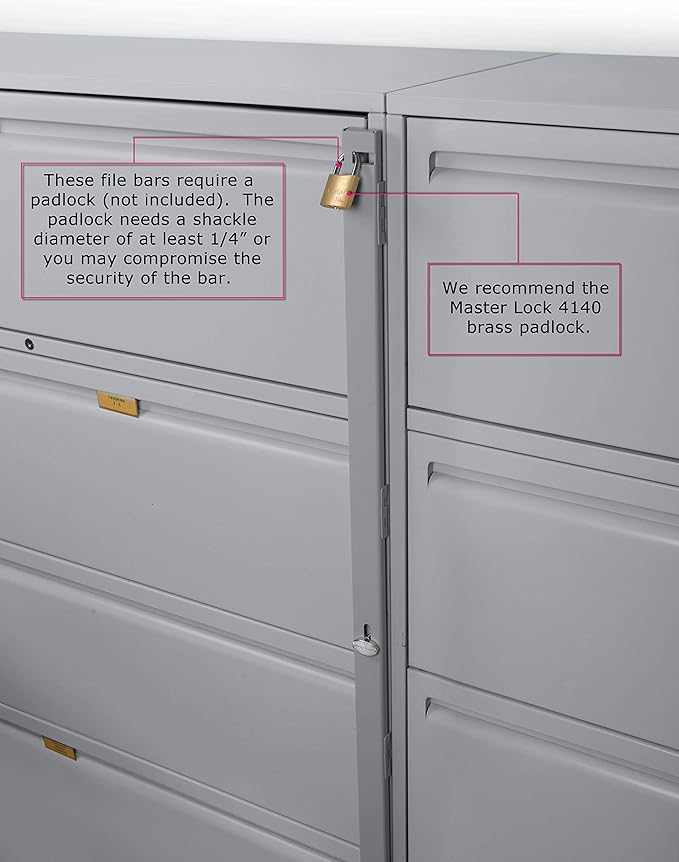 Amazon Com File Cabinet Locking Bar With Drill Bit Gray 46 Long For Use On A 4 Drawer File Cabinet Kitchen Dining
