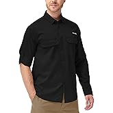 Satankud Mens Long Sleeve Fishing Shirts Sun Protection Quick Dry Cooling Hiking Shirt for Travel Safari Camping Work