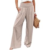 ANRABESS Women Linen Palazzo Pants Summer Boho Wide Leg High Waist Casual Lounge Pant 2026 Beach Travel Vacation Outfits