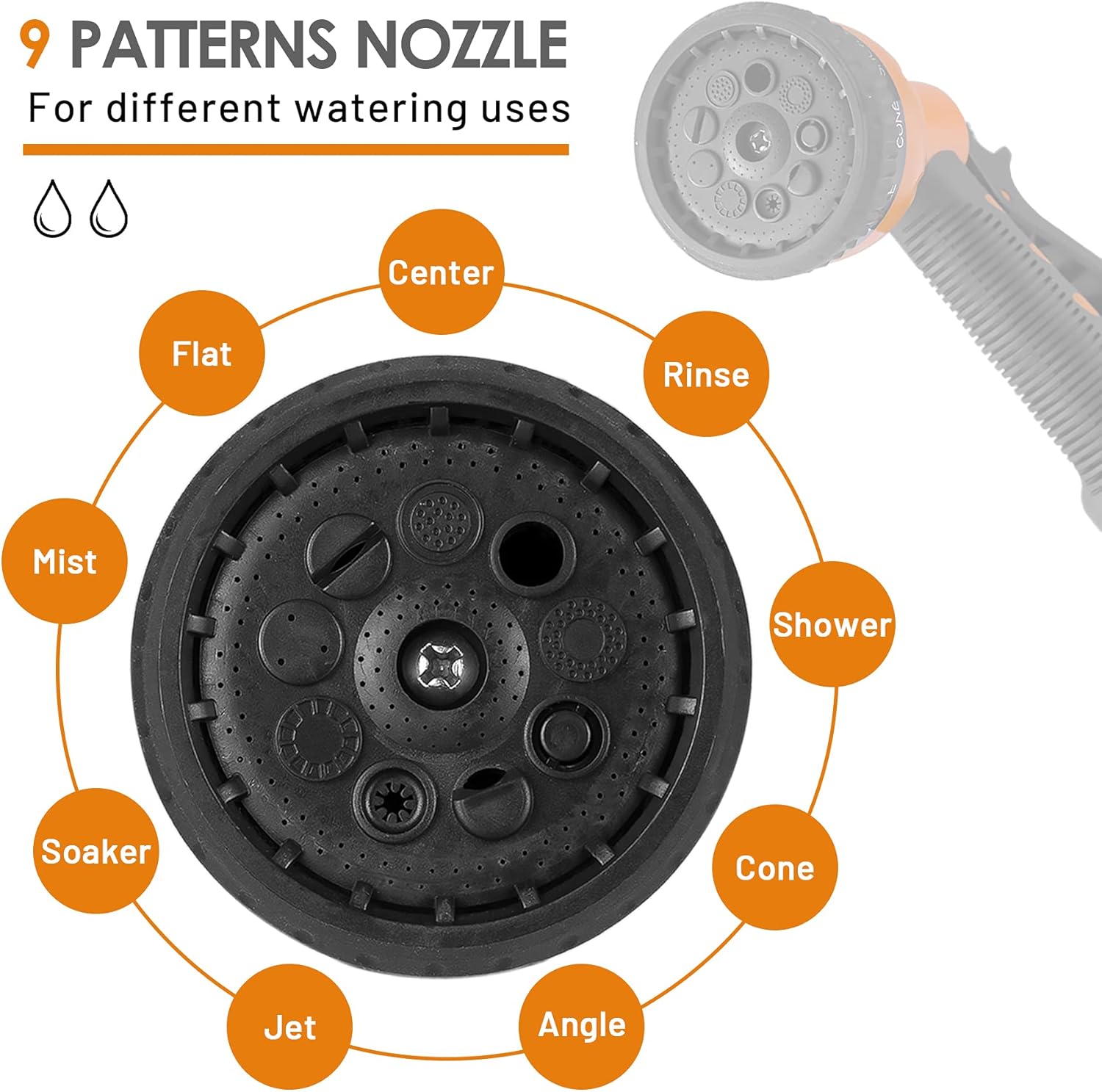 Kerrogee Retractable Hose Reel, 180°Rotate Garden Hose Holder, Flexible Length Lock Hoses with 9 Pattern Nozzle for Watering, Car Washing : Garden & Outdoor