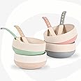 Eha Earth-Friendly Small Soup Bowls with Spoons | Set of 4, 8.4 oz | Made with Rice Husk | Microwave Safe Bowls for Kitchen | Serving Bowl | Wheat Straw Bowls | multicolour,
