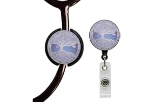 ROFLYER Stethoscope ID Tag Stethoscope Label Charm, Name tag, Medic, Nurse, Doctor, Vet, EMT Come with 1 Retaractable Badge Reel (Tree of Life)