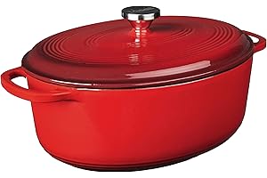 Lodge EC7OD43 Enameled Cast Iron Oval Dutch Oven, 7 quart, Red