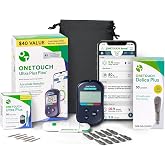 OneTouch Ultra Plus Flex Value Kit with Meter, Strips, Lancets, Case | Blood Sugar Test Kit with Blood Glucose Meter, 1 Lancing Device, 30 Lancets, 30 Diabetic Test Strips and Carrying Case