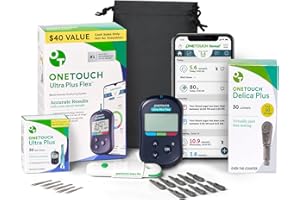 OneTouch Ultra Plus Flex Value Diabetes Testing Kit | Blood Sugar Test Kit Includes 1 Blood Glucose Meter, 1 Lancing Device, 30 Lancets, 30 Diabetic Test Strips, & Carrying Case