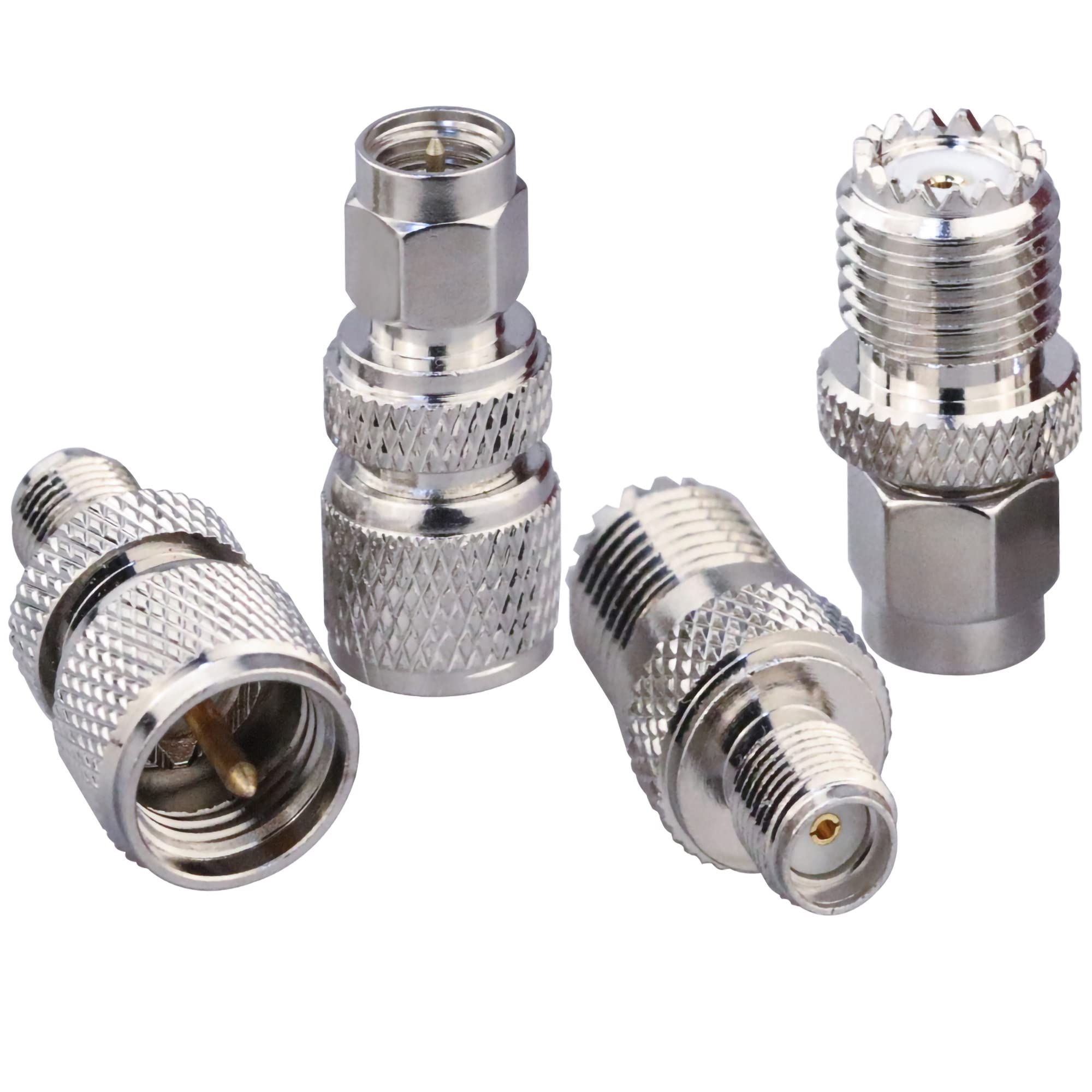 TUOLNK 4-Pack Mini UHF to SMA RF Coax Adapter Kit for Wireless Antenna/RF Coax Cable, SMA to Mini UHF Antenna Adapter