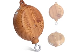 HI BABY MONMENT Baby Crib Mobile Music Box, Rotary Mobile Motor with Rotating Hook, Imitation Wood Spinner, 12 Lullabies, Battery Operated & Volume Adjustable, Newborn
