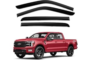 Canvcle Window Visors Rain Guards for 2015-2025 2026 Ford F150 SuperCrew/2017-2025 2026 F250/F350/F450/F550/Super Duty Crew Cab, Tape-On Side Window Wind Deflectors Vent Visors Shades Rainproof 4PCS