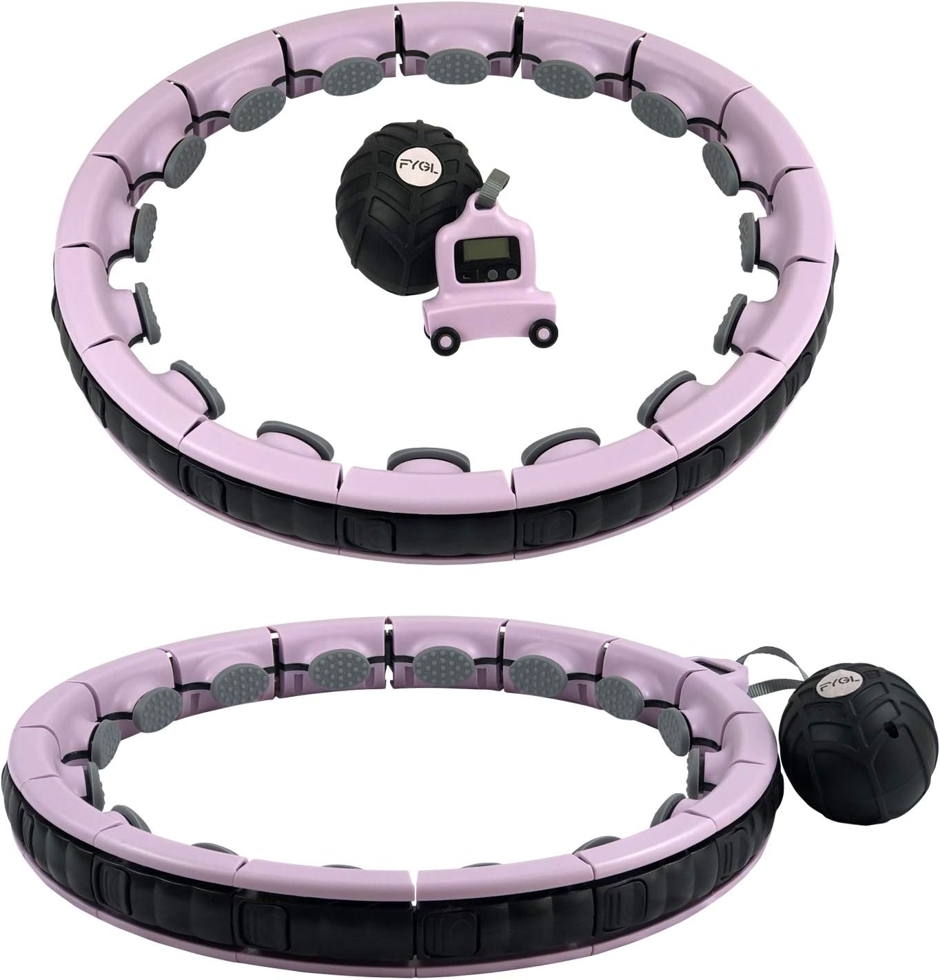 FYGL Smart Weighted Hula Hoop for Adults Exercise Fitness Hoop, 2 in 1 Abdomen Fitness Massage Hoops, 16 Detachable Knots with Drawstring Backpack, Great for Mother's Gift (Winsome Orchid) : Sports & Outdoors