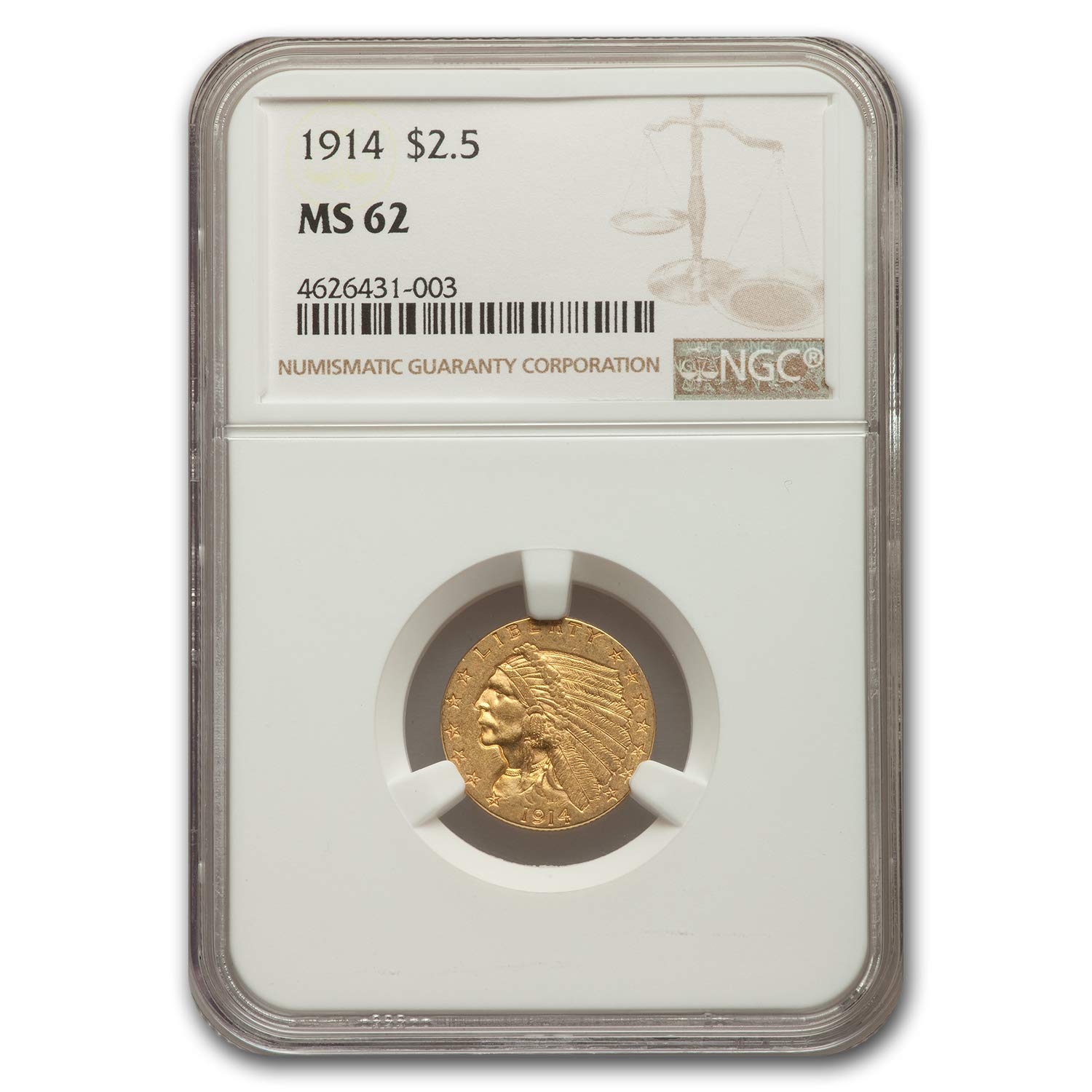 1914 250 Indian Gold Quarter Eagle Ms 62 Ngc 250 Ms 62