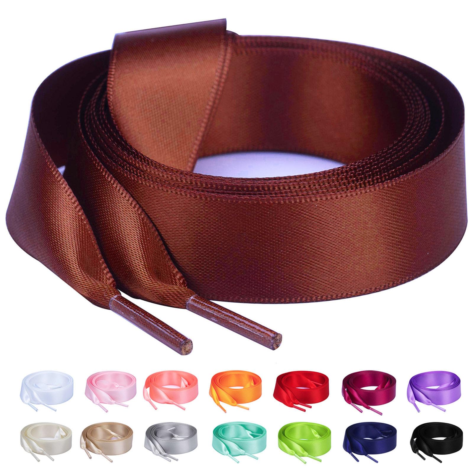 Booyckiy Flat Colorful Satin Ribbon Shoelaces