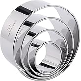 Cookie Cutter Set, 4 Pc. Kit, Measuring 2'', 3'', 4'' and 5'', Round Metal Baking Rings for Pastry, Biscuits, and Dough Cutti