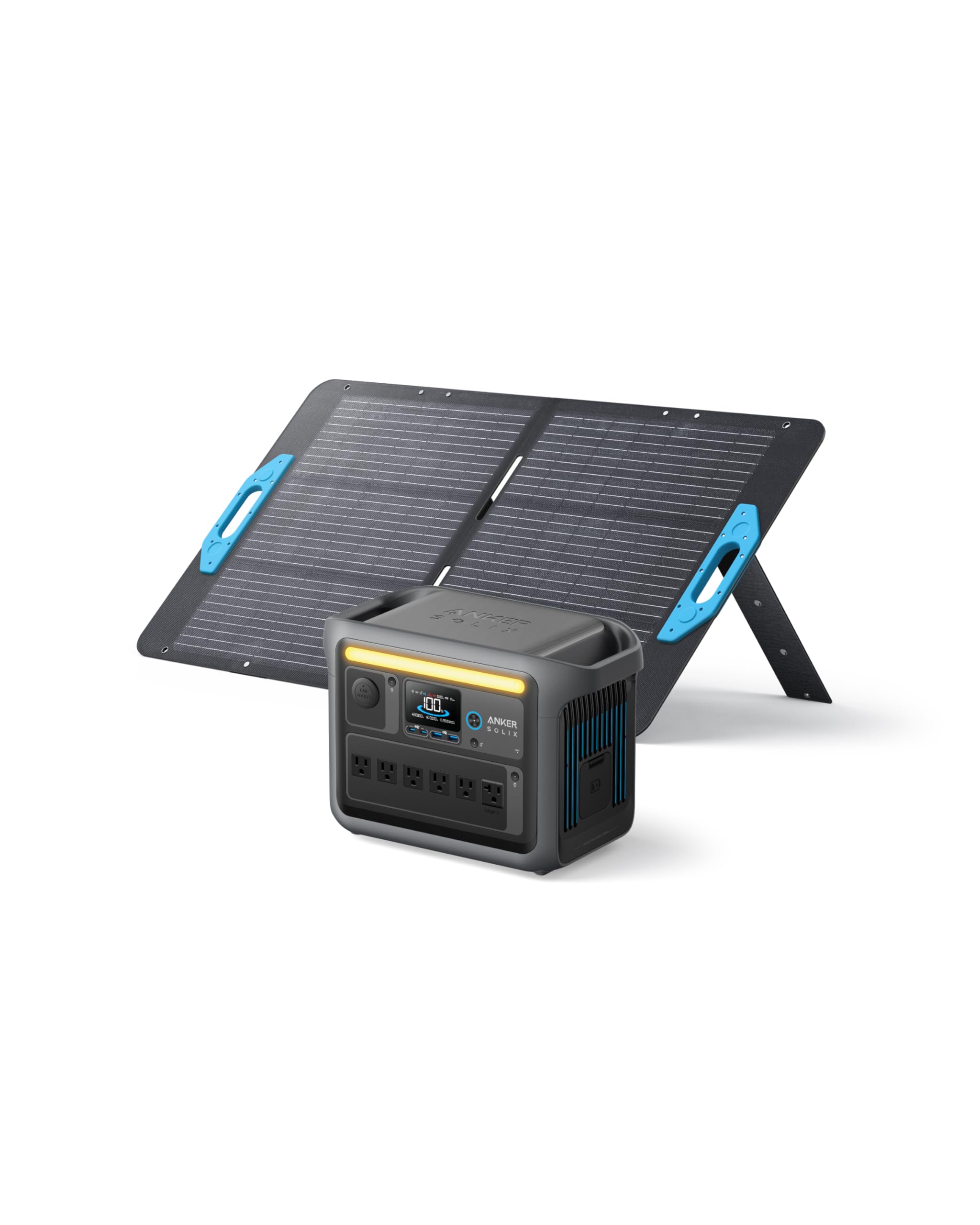 Anker SOLIX C1000 Portable Power Station with 100W Solar Panel, 1800W Solar Generator, 1056wh LFP (LiFePO4) Battery, 6 AC Outlets, Up to 2400W for Home, Power Outages, and Outdoor Camping Image