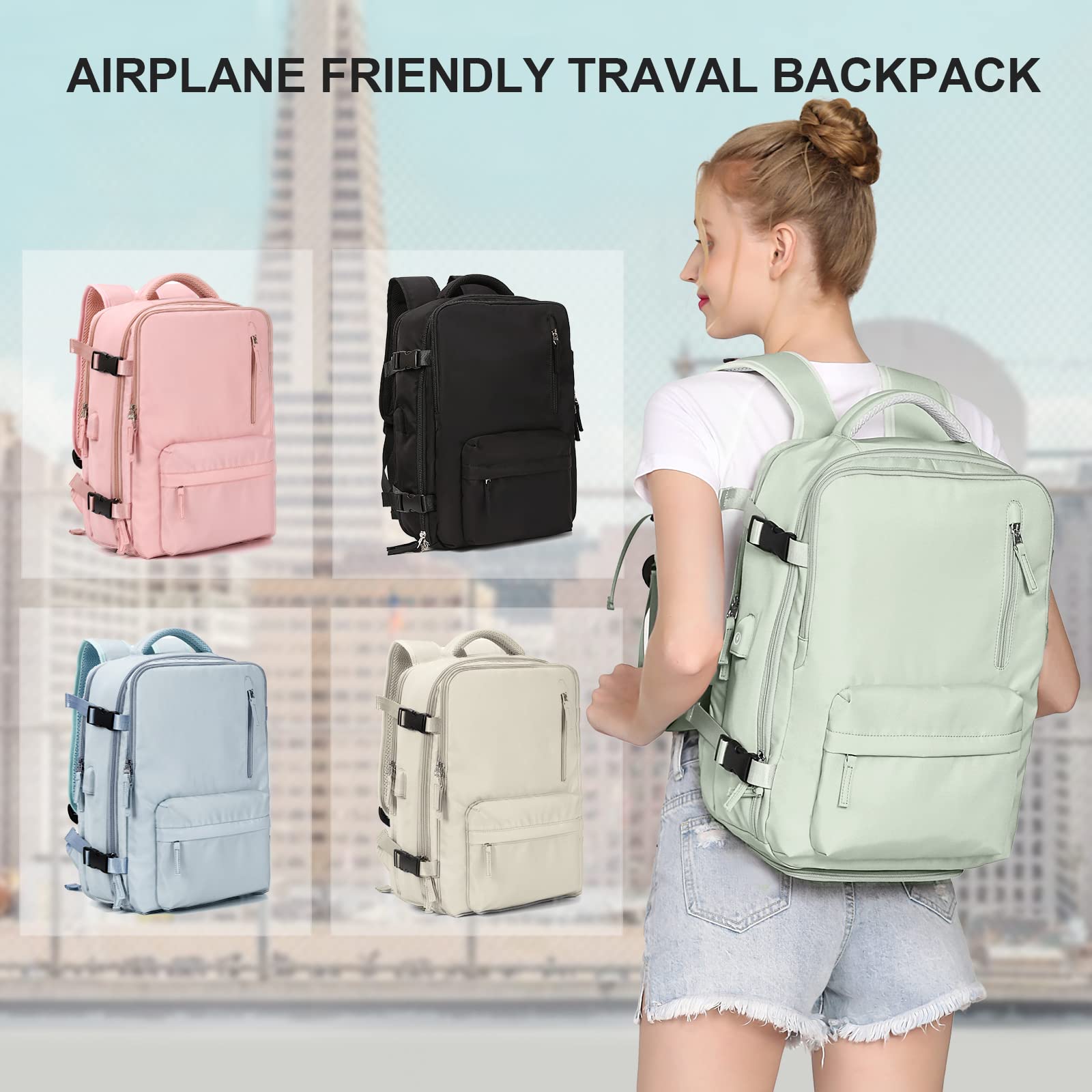 WONHOX Large Travel Backpack Carry on Flight Approved Laptop Work Business Backpack for Women Men Mochila de Viaje