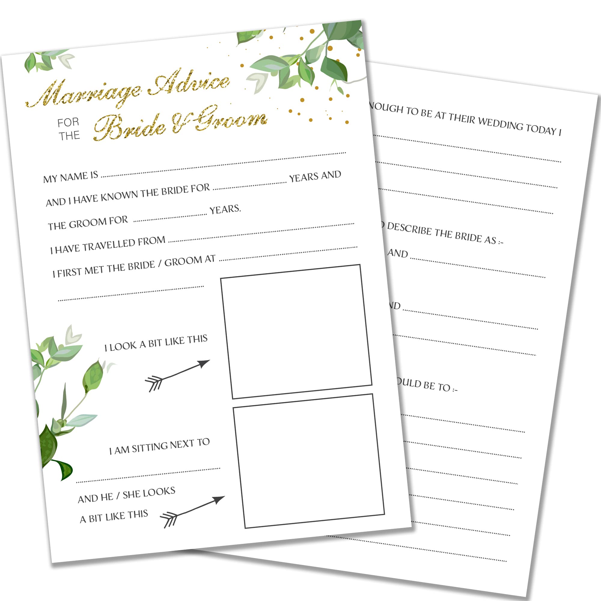 Olivia Samuel 20 x Wedding Advice Cards for the Bride and Groom from Wedding Reception Game Entertainment from Botanicals Design - With White Envelopes