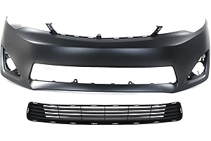 Garage-Pro Front Bumper Cover Kit For Toyota Camry 2012-2014 L/LE/XLE/Hybrid, Front Bumper Replacement, Primed, 2-Piece Kit, Includes Bumper Cover, Grille