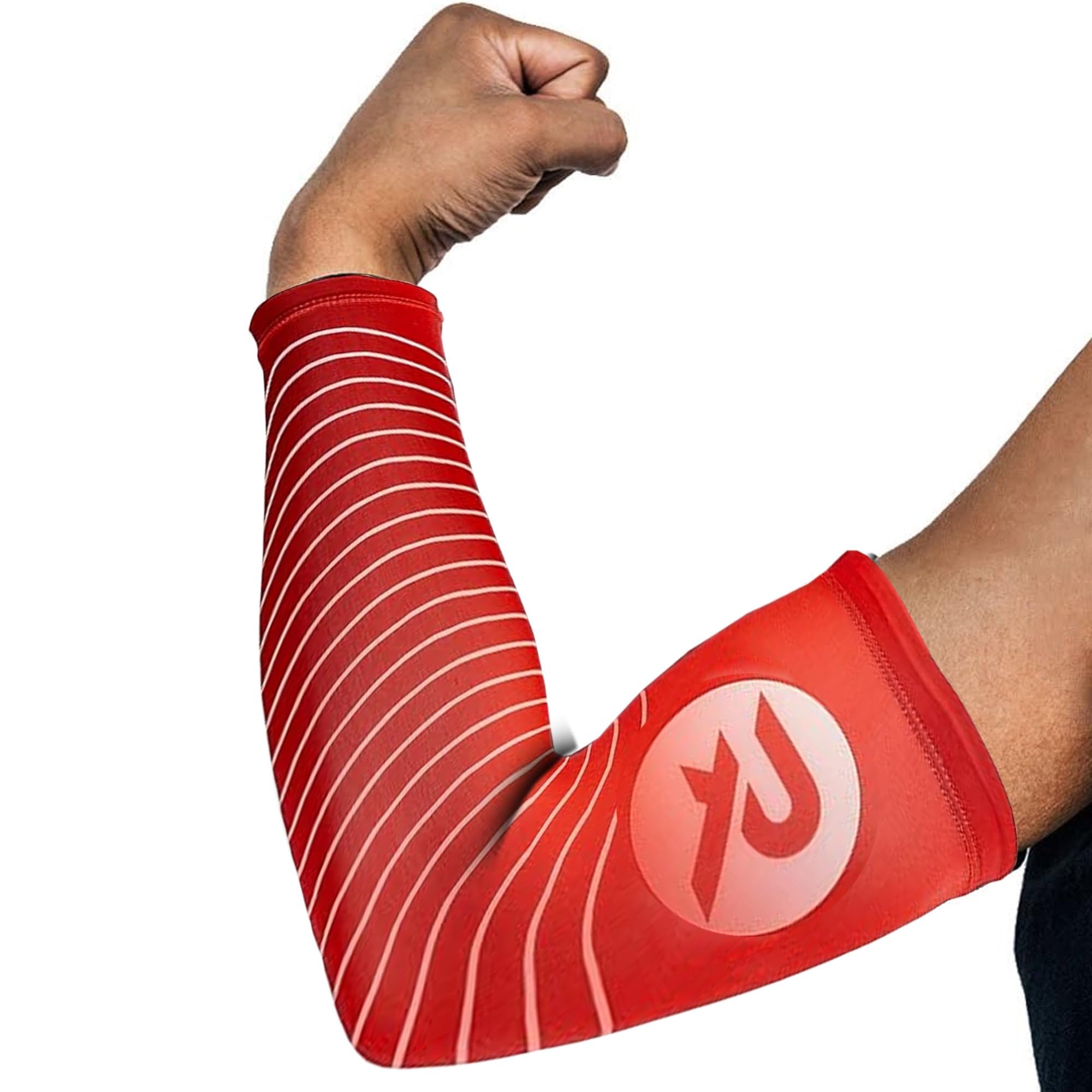Raquex Sport Arm Compression Sleeves (2 Pack) - 5 Colours - Anti Slip Sleeves for Lower & Upper Arms & Elbow Support (Red, Small)