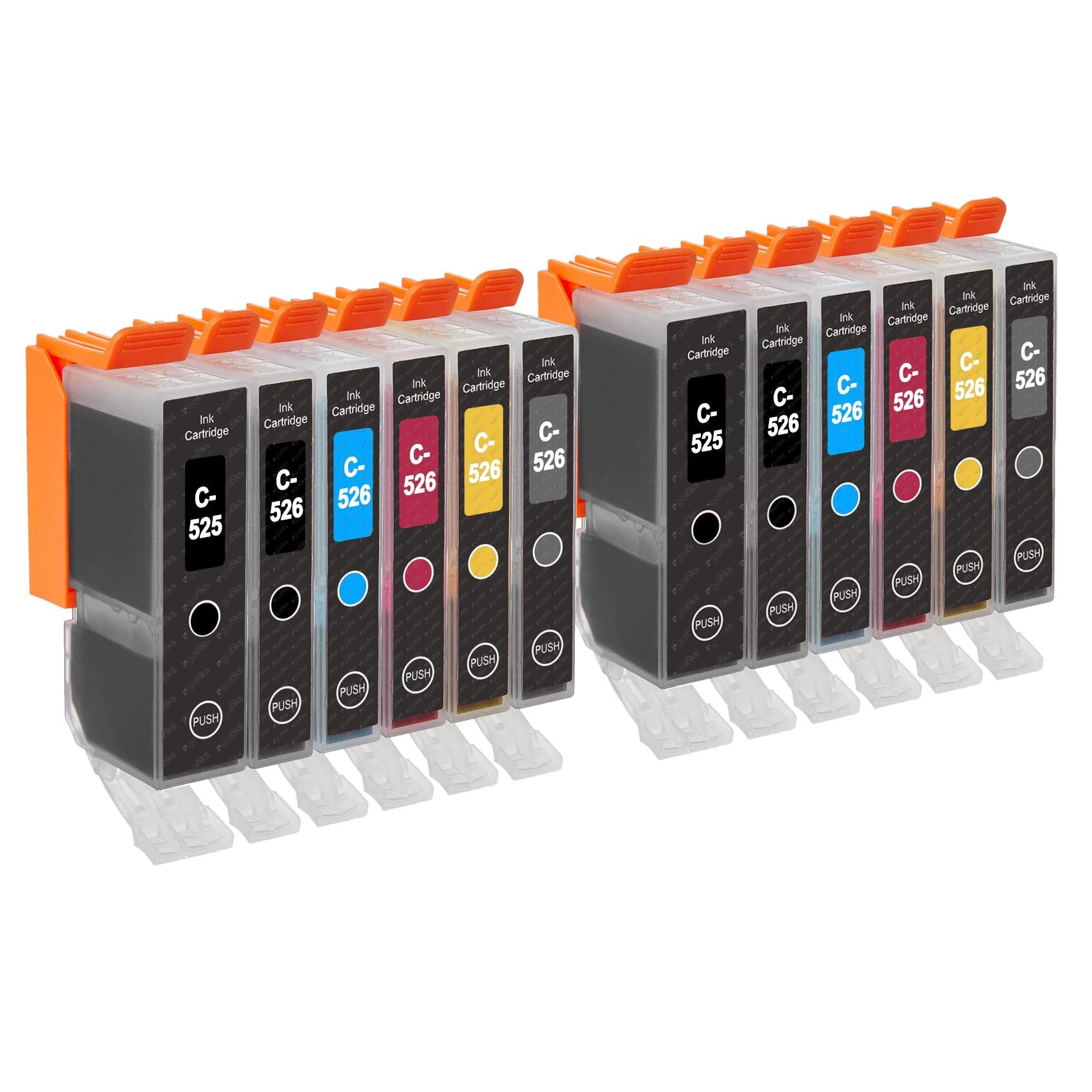 Go Inks Set of 12 Ink Cartridges to replace Canon PGI-525 & CLI-526 Compatible / non-OEM for PIXMA Printers (12 Pack)