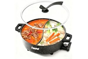 Electric Hot Pot with Divider, 6L Double-Flavor Non-stick pot, Temperature control, Large 6-Litre Capacity, Suitable for 6-12