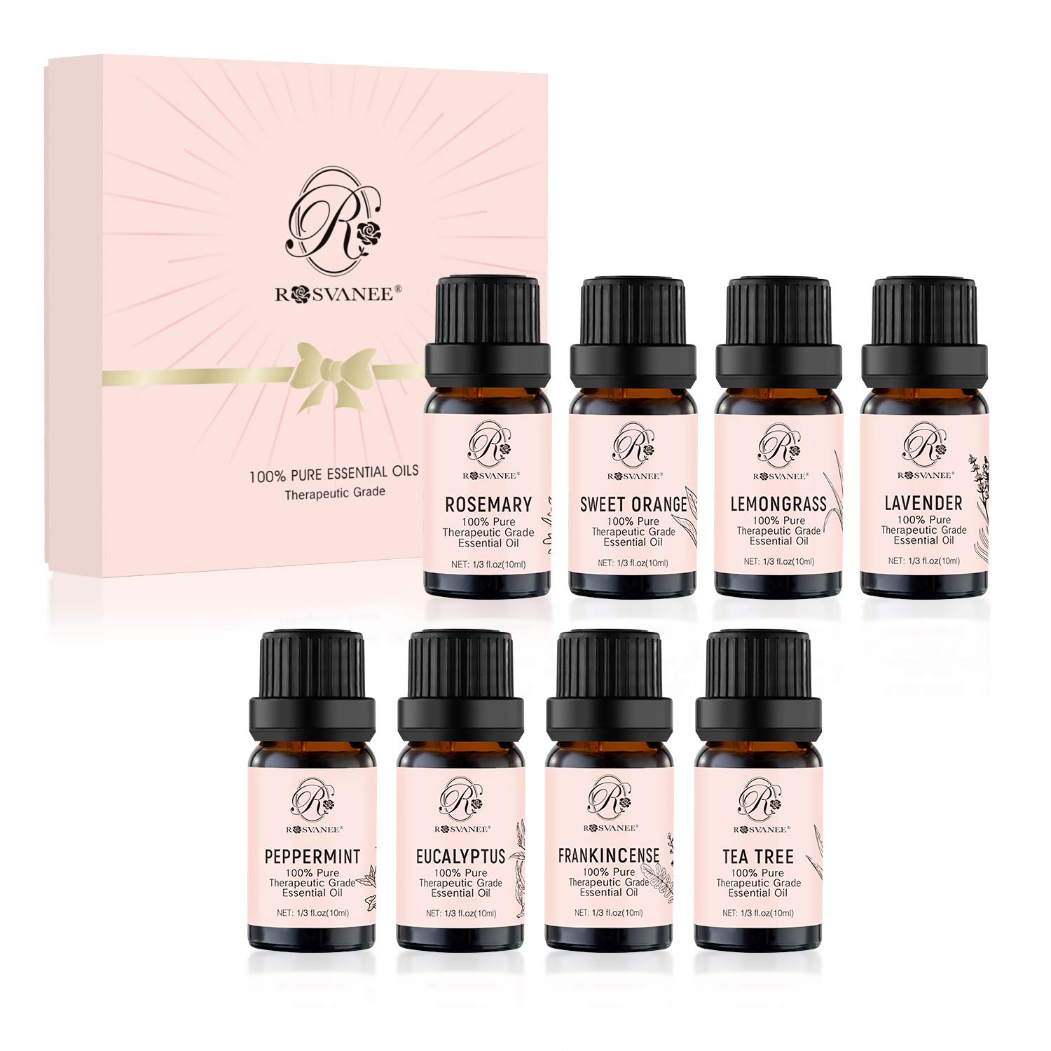 Essential Oil Set, 100 Pure Therapeutic Grade Aromatherapy Oils, Top 8x10 ml (Lemongrass
