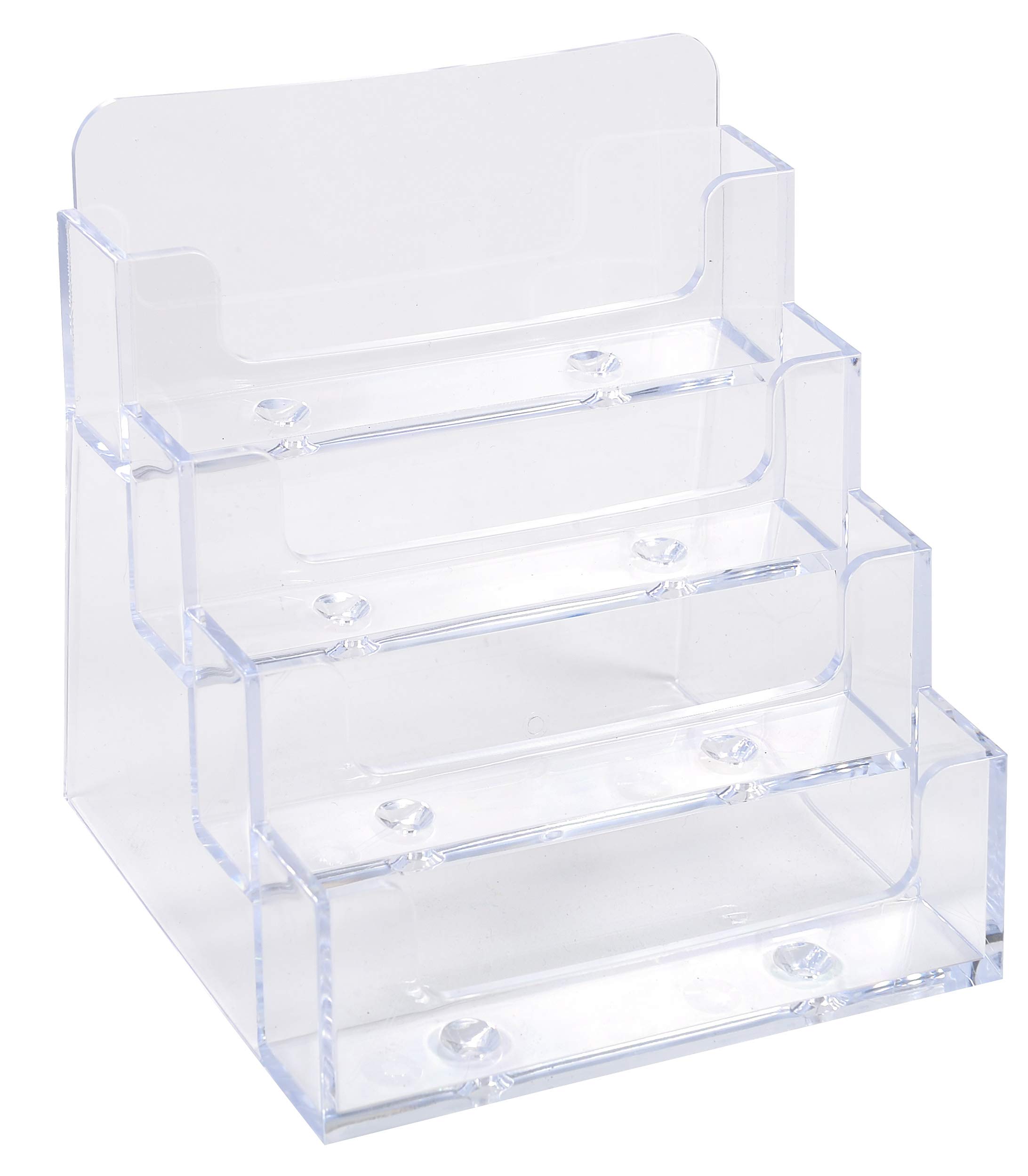 Exacompta - Ref 71158D_PAQ - Counter Display for Business Cards - 102 x 109 x 107mm in Size, 4 Pockets for Storage, Made From Clear Polystyrene, 18mm Deep Sections - Clear (Pack of 4)