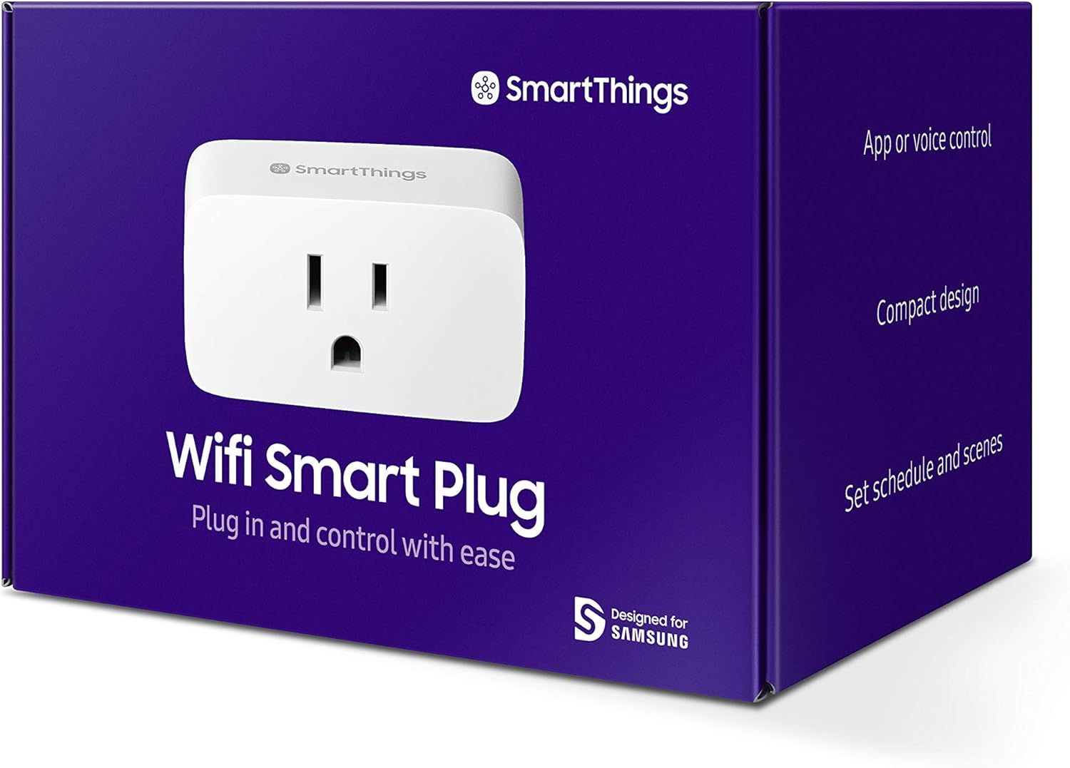 SAMSUNG SmartThings WiFi Plug In Outlet for Smart Home | Control Connected Devices, Monitor Energy Usage, Operate with Voice Commands, No Hub Required | White - - 