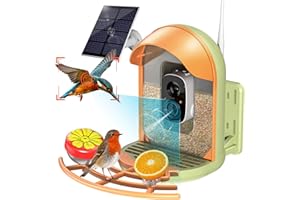 Smart Bird Feeder with 2K Camera, Solar Powered Wireless Birds House with APP Control, Night Vision, Motion Detection Alerts,