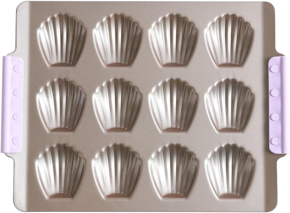 Bakerdream Nonstick Madeleine Pan Madeleine Cookie Pan Baking Cake Mold Pan Chocolate Mold Shell Baking Pan, 12-Cavity