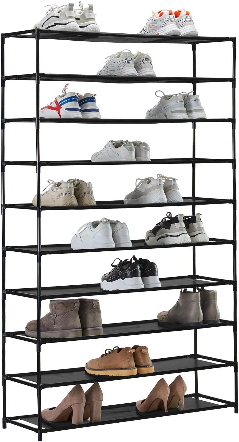 fabric shoe rack on Home Kitchen Youdenova 50 Pair Shoe Rack Organizer Black Shoe Rack Organzier Non Woven Fabric Shoe Storage Organizer Cabinet Shoe Organizers