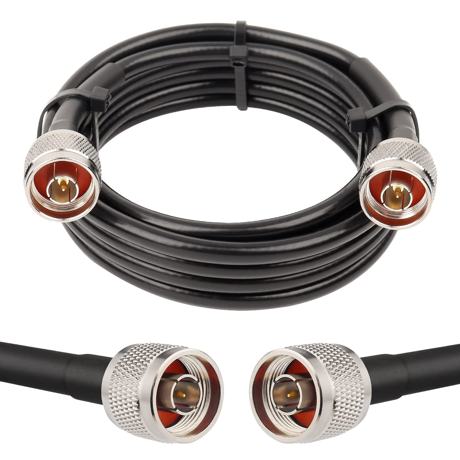 MOOKEERF N Cable, LMR240 Equivalent Coaxial Cable 10ft,Ultra Low Loss N Male Cable 50ohm,KMR240 N Male to N Male Connector Jumper Cables