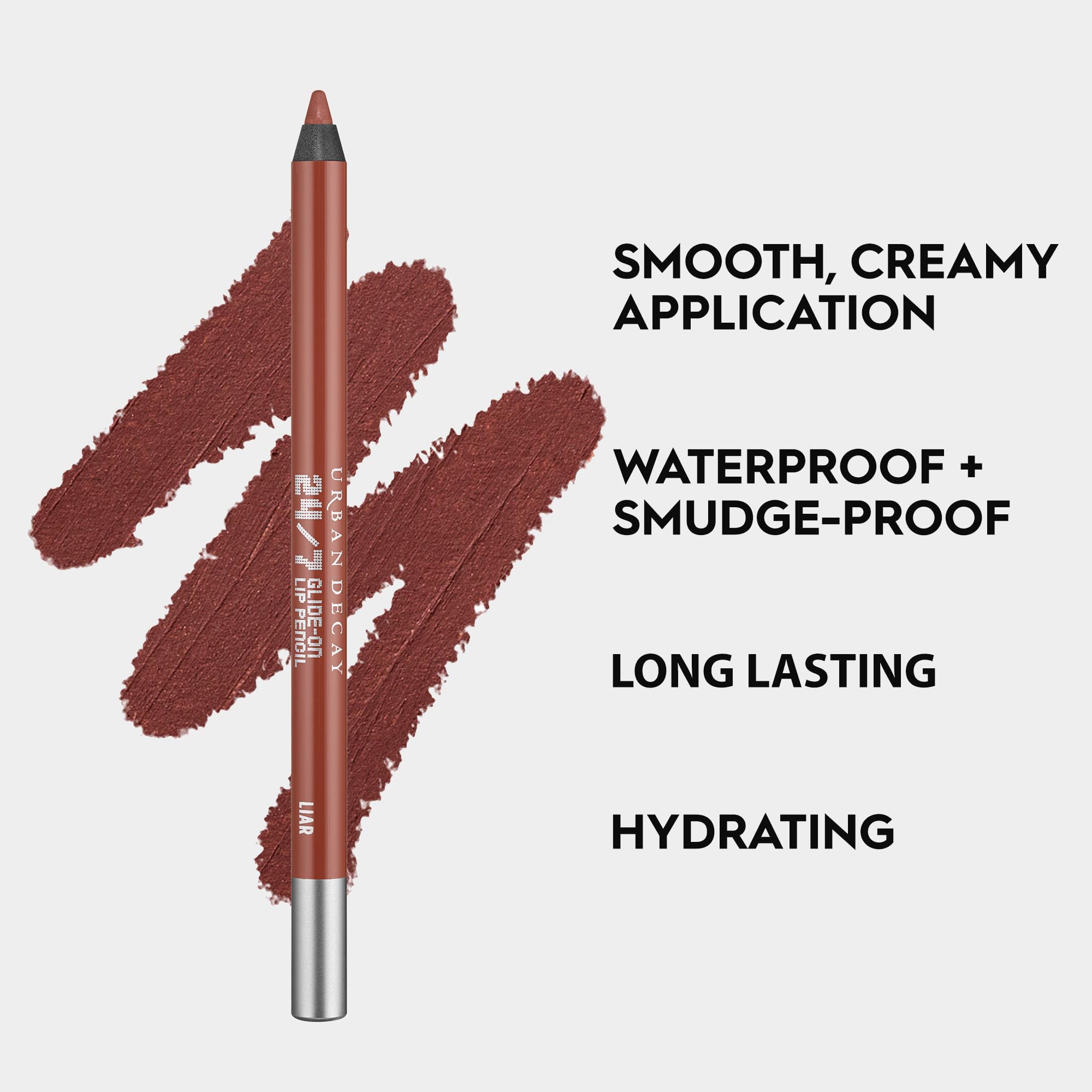 URBAN DECAY 24/7 Glide-On Waterproof Lip Pencil, Smudge-Proof, Longwearing Lip Liner, Smooth & Creamy Colors, Moisturizing Formula with Vitamin E, Prevents Lip Color from Feathering - 0.04 oz