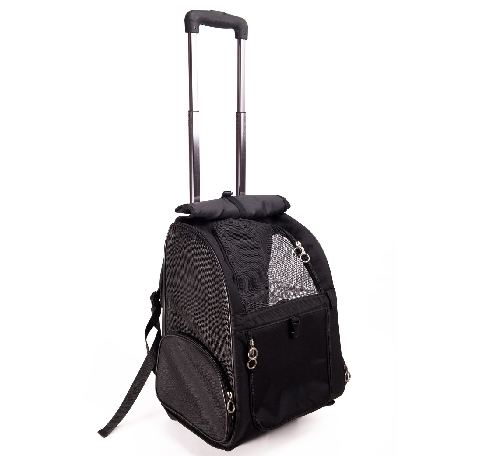 Kuoser 4in1 Oxford Pet Carrier Rolling Backpack Puppy Trolley Rolling