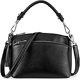 S-ZONE Small Genuine Leather Top Handle Handbags for Women Shoulder Bag Crossbody Purse