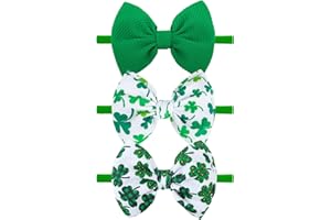Lanmerry St. Patrick's Day Baby Girl Clover Headbands, Elastic Nylon Hair Accessories for Newborn Infant Toddler