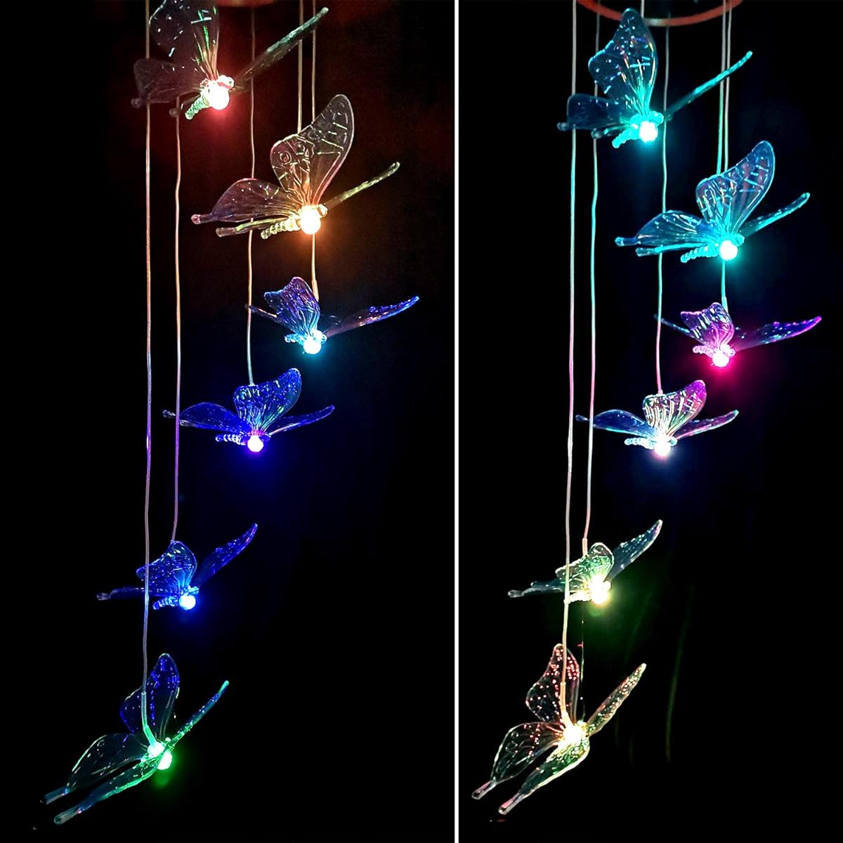 Wind Chime,solar Butterfly/Hummingbird Wind Chimes Outdoor Indoor Color changing solar light mobile,sun 6 memorial wind chimes,garden japanese green wind chimes sunflower,summer Butterfly wind chime