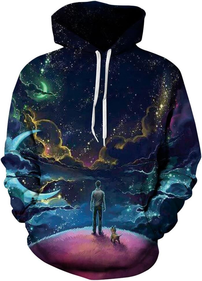 Caladele Colorful Clouds Sky Hoodies Men Women 3D Sweatshirts Print Human and Dog Tracksuits Tops