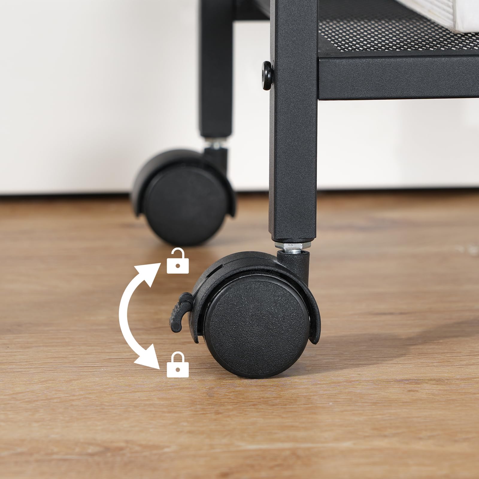 HOOBRO Druckerständer, 3-stufiger Druckerständer mit Ladestation, Lagerregal mit Rollen/verstellbaren Füßen, mit 2 Haken, für das Heimbüro, Vintagebraun und Schwarz EBF22CPS01 7