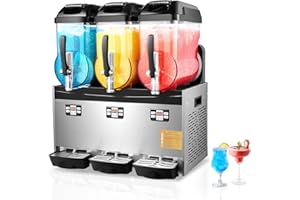 Commercial Slushy Machine, 12Lx3 Triple Tank Frozen Beverage Dispenser, 144 Cups Stainless Steel Smoothie and Frozen Drink Ma