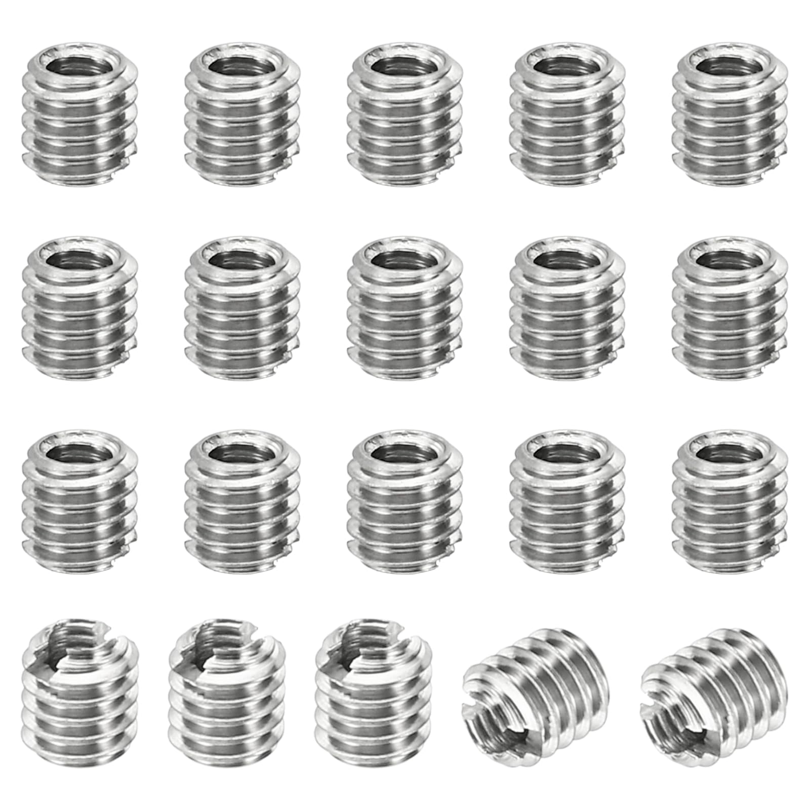 PATIKIL Thread Adapters Sleeve Reducing Nut, 20 Pcs M4x0.7 Male to M2.5x0.45 Female Repairing Insert Nut Screw Reducer Stainless Steel Fastener 4mm