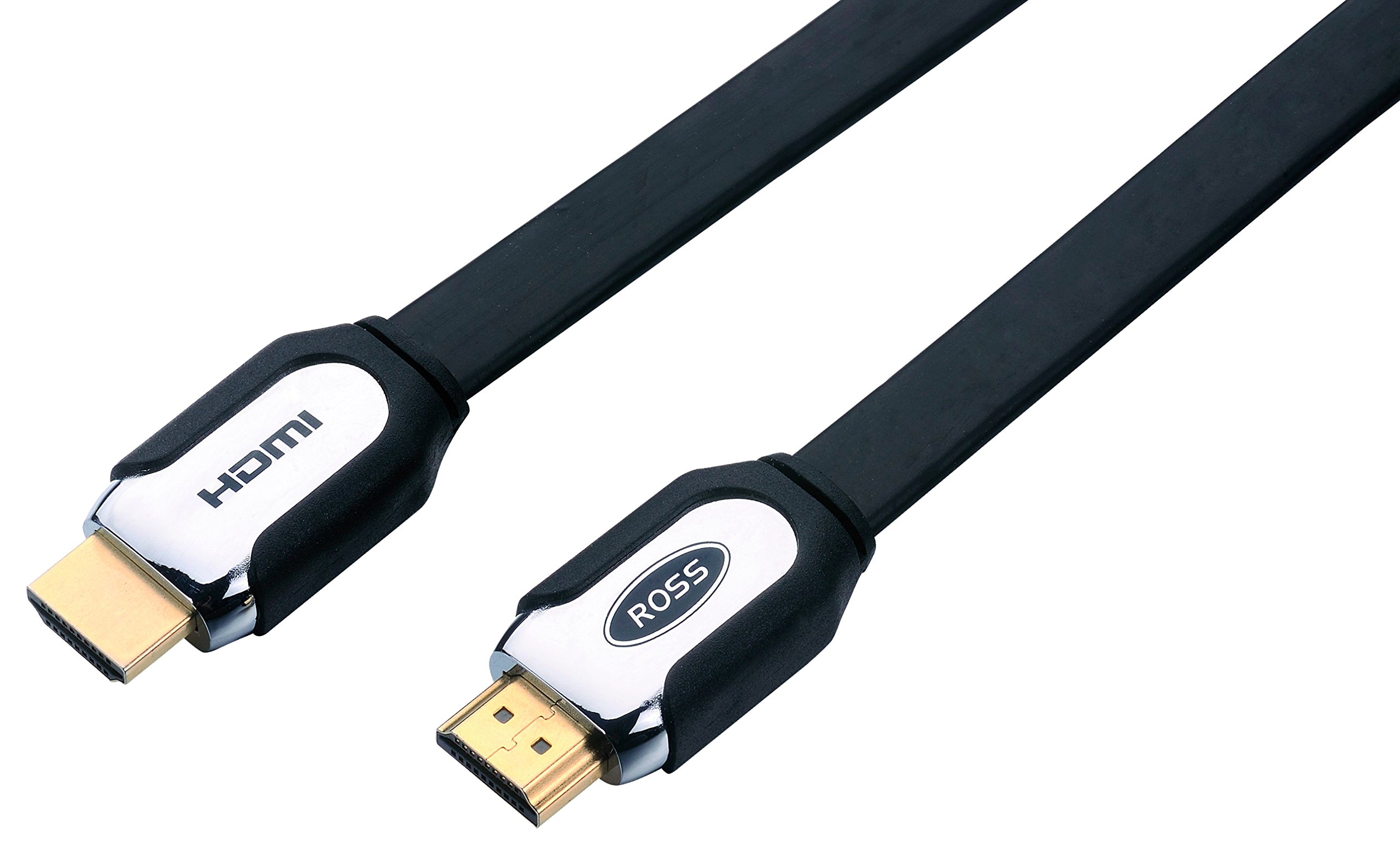 Ross HPHDMIF2-RO High Performance Flat HDMI Lead Cable, Black ‎2 Meters