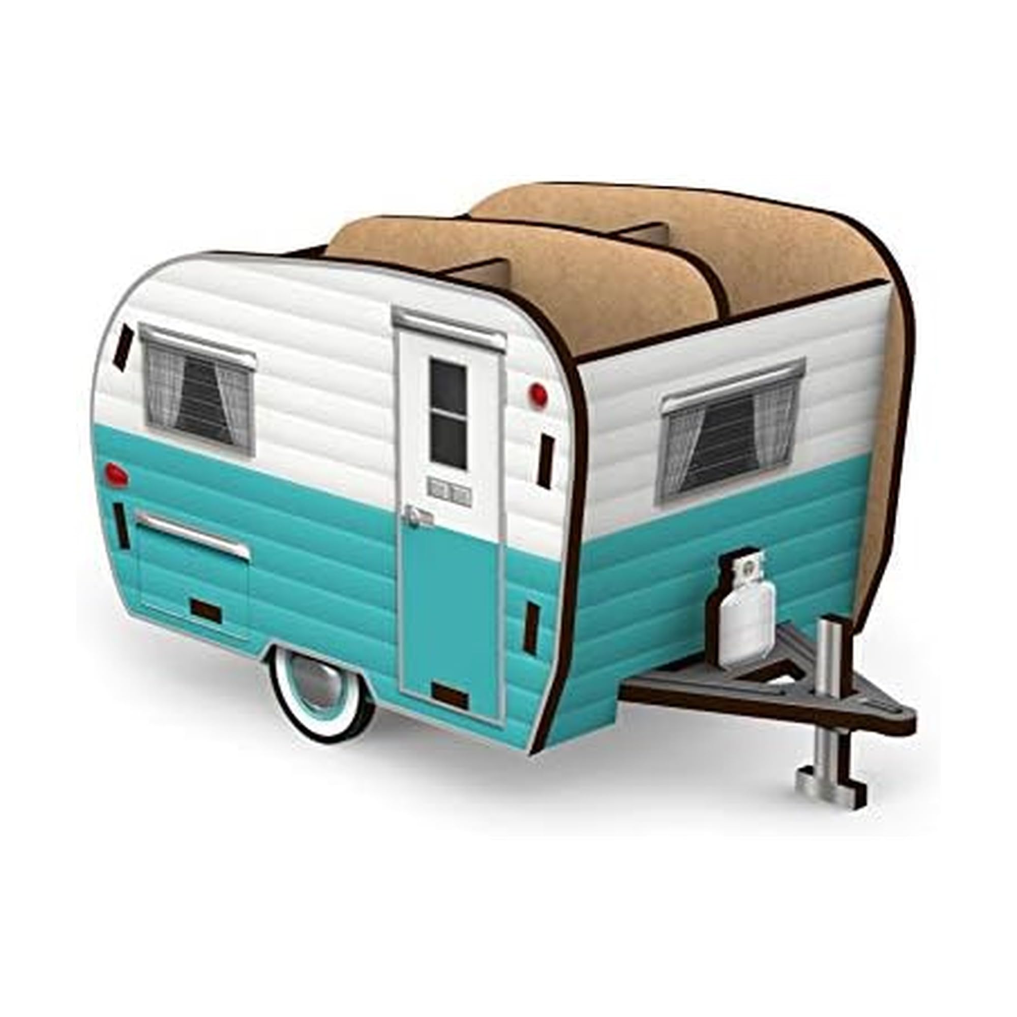 Genuine Fred HAPPY CAMPER Vintage Camper Pencil Holder, White and Blue, Retro Desk Organizer- Great Gift for Coworkers and Travel Enthusiasts - Functional Desk & Cubicle Accessory