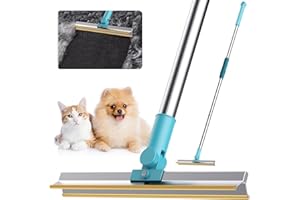 PetThem Pet Hair Remover Reusable Carpet Rake with Telescopic Handle & Innovative Metal Edge Design - Durable Pet Hair Removal Tool - Easy Pet Hair Remover Scraper