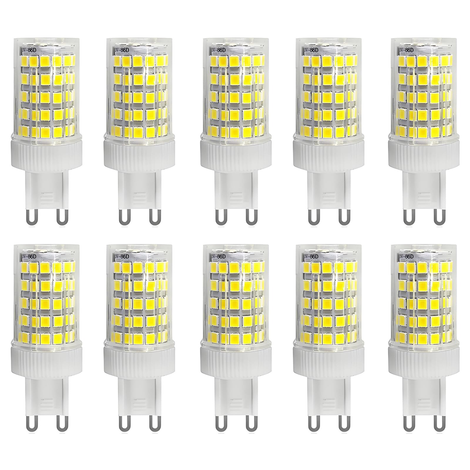 HUAMu 10W G9 LED Light Bulb, Cool White, 6000K, Equivalent 150W Halogen, 86Pcs LED, 1000 LM, 360° Beam Angle, Super Bright, AC 220V-240V, No Flicker Non-Dimmable, 10-Pack