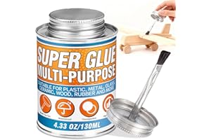 VERECLUE Super Glue with Brush (130ml) - All Purpose Strong Clear Adhesive, Waterproof Superglue Multi-Purpose Glue Gel for Wood, Ceramic, Glass, Leather, Plastic, Rubber, DIY Crafts & Industrial Repairs