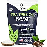 Tea Tree Oil Foot Soak with Epsom Salt - For Toenail Repair, Athletes Foot, Softens Calluses, Soothes Sore & Tired Feet, Nail Discoloration, odor Scent, Spa Pedicure Care - Made in USA 16 oz
