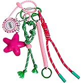 QTKJ Pink Cute Keychain, Fashions Bag Charm, Hand-Woven Nylon Rope Key Chain, Aesthetic Keychain, Bag Accessories Charms for Handbag, Backpack